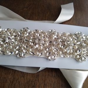 Beaded Ivory Sash